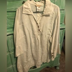 White linen tunic top